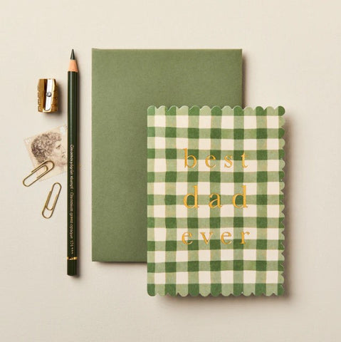 Green Gingham Best Dad Ever Card