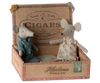 Maileg Mum and Dad Mice in a Cigar Box