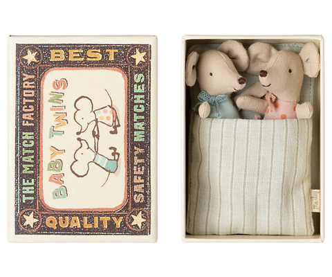 Maileg Baby Mice Twins in a Matchbox