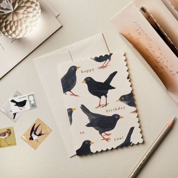 Blackbird Happy Birthday Card