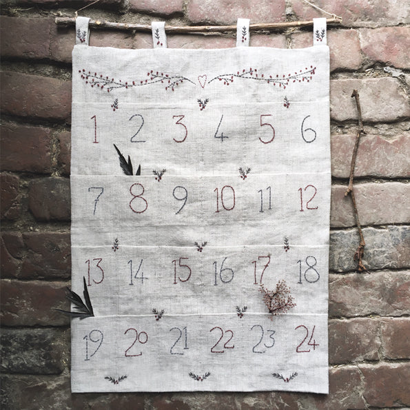 Embroidered Linen Pocket Advent Calendar