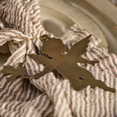 Six Assorted Hanging Brass Angel Decorations