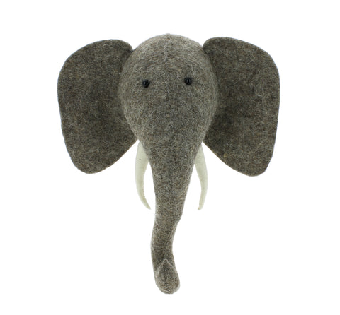 Mini&nbsp;Elephant Felt Wall Head by Fiona Walker, England