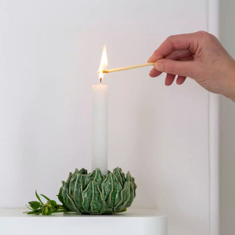 Artichoke Candle or Tealight Holder - Green