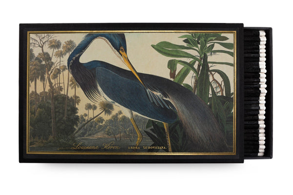 Giant Matches in Letterpress Printed Luxury Matchbox - Louisiana Heron