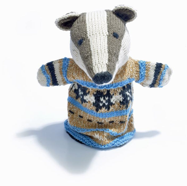 Organic Cotton Hand Puppet - Badger