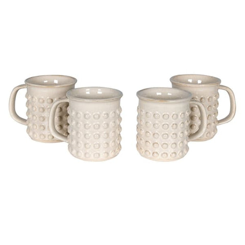 Cream Bobble Stoneware Mug - Set of Four