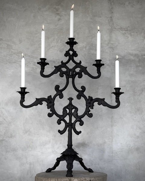 Sophia Large Cast Iron Candelabra Black 5 Arm