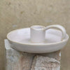 Cream Ceramic Chamberstick or Wee Willie Winkie Candle-Holder