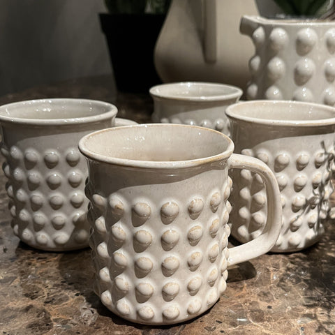 Cream Bobble Stoneware Mug - Set of Four