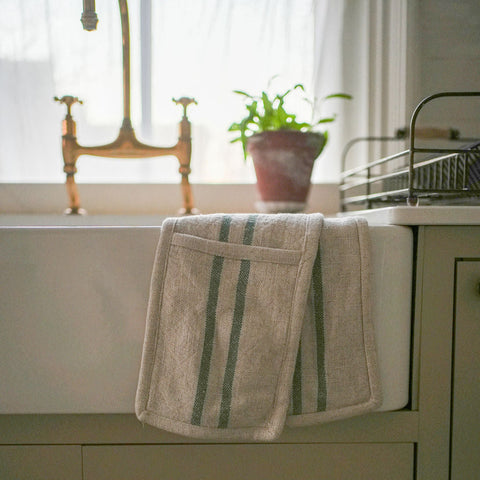 Timeless Linen Oven Glove - Versailles Stripe - Green