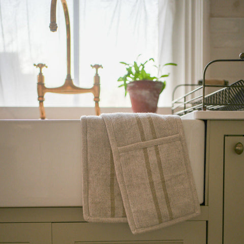 Timeless Linen Oven Glove - Versailles Stripe - Antique Cream