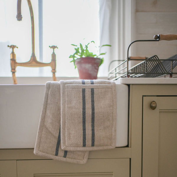 Timeless Linen Oven Glove - Versailles Stripe - Blue