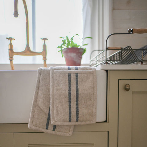 Timeless Linen Oven Glove - Versailles Stripe - Blue