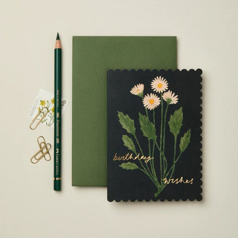 Botanical Daisy Birthday Wishes Card