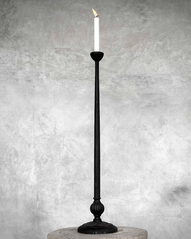 Devian Tall Black Cast Iron Candlestick 77cm