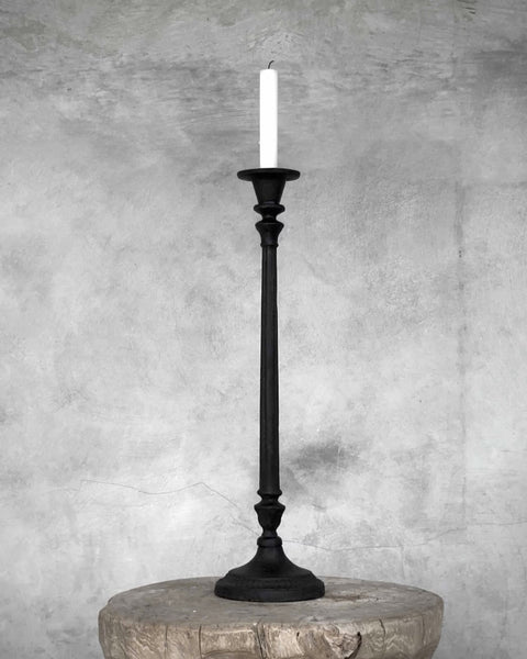 Dhara Tall Black  Cast Iron Candlestick 51cm