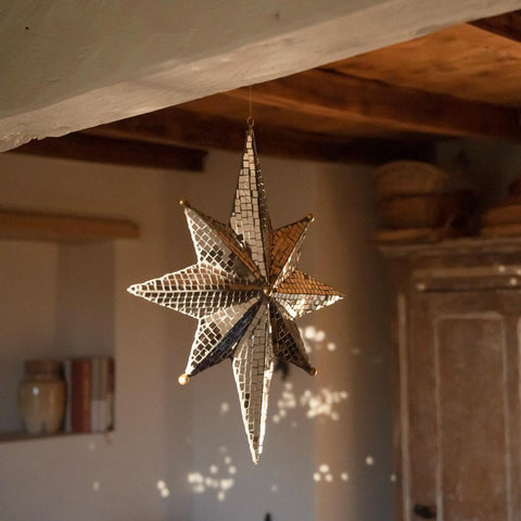 Disco Ball Faceted Mirror Star Ornament - Boncoeurs