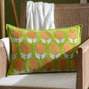 Embroidered Velvet Cushion - Chartreuse