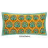 Embroidered Velvet Cushion - Frond Design - Ochre Marine