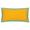 Embroidered Velvet Cushion - Frond Design - Ochre Marine