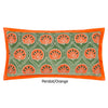 Embroidered Velvet Cushion - Frond Design -Peridot Orange