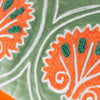 Embroidered Velvet Cushion - Frond Design -Peridot Orange