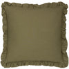 Floral Cotton Velvet Cushion with Ruffled Trim - Golden