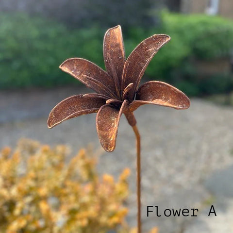 Handmade Rusty Iron Stems - Flowers 