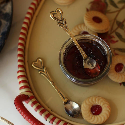 Set of two recycled heart teaspoons