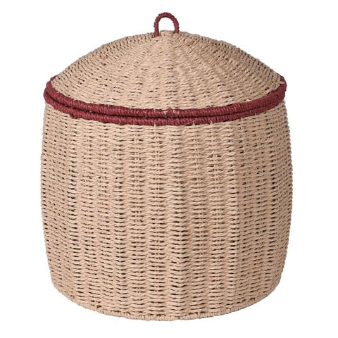 Woven Paper Rope Lidded Basket