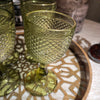 Diamond Wine Glass - Olive Green - Set of Four