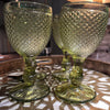 Diamond Wine Glass - Olive Green - Set of Four