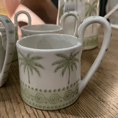 Green Palm Tree Mug - Set of Four