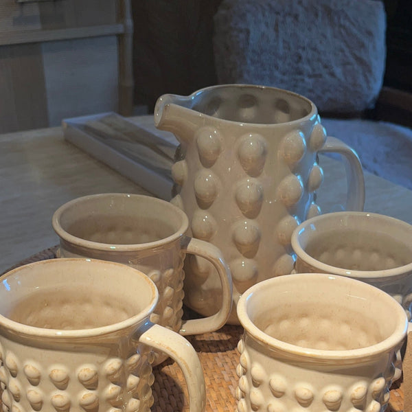 Cream Bobble Stoneware Mug - Set of Four