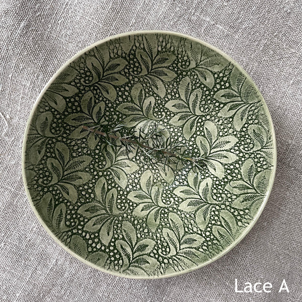 Wonki Ware Pasta Bowl - Dark Green Lace