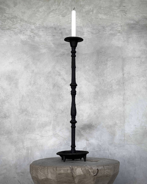 Ira Tall Black Cast Iron Candlestick 58cm