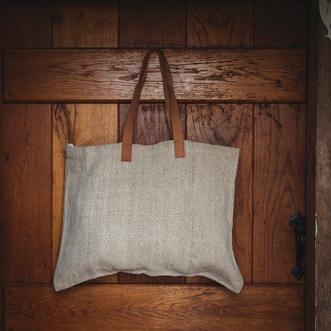 Large Jute Tote Bag - Natural or Denim Blue