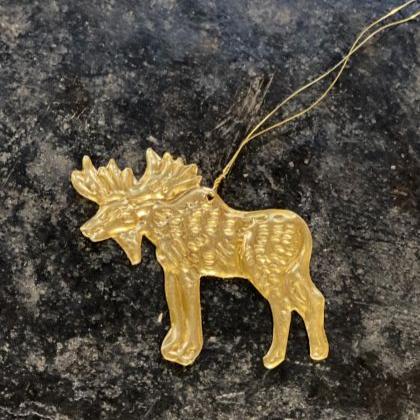 Mini Gold Moose Tag Ornament