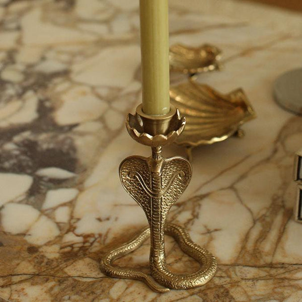 Recycled Brass Snake Candle Holder