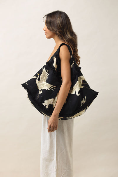 Stork Black Slouch Bag - One Hundred Stars