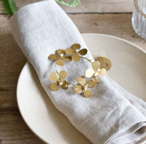 Brass Four Leaf Clover Napkin Ring - Set of Four