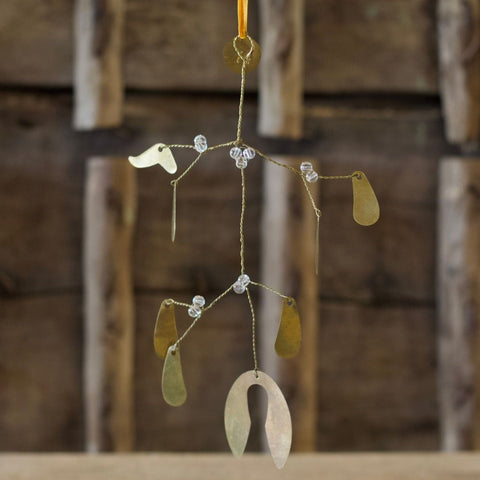 Mini Brass Mistletoe Hanging Decoration