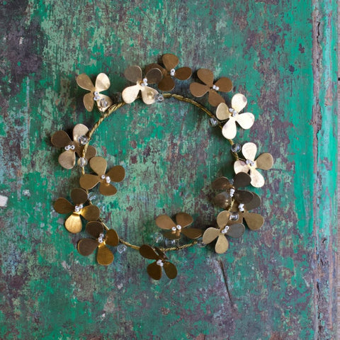 Small Brass Four Leaf Clover Wreath