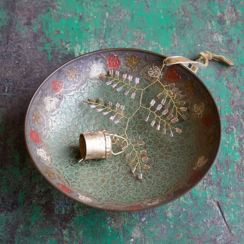 Bell Decoration with Champagne Coloured Glass Beads