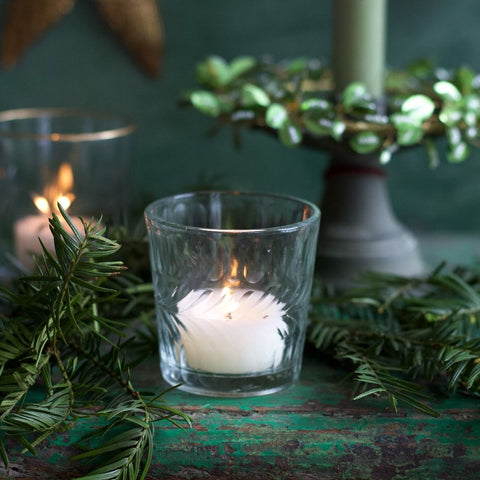 Etched Glass Tealight Holder