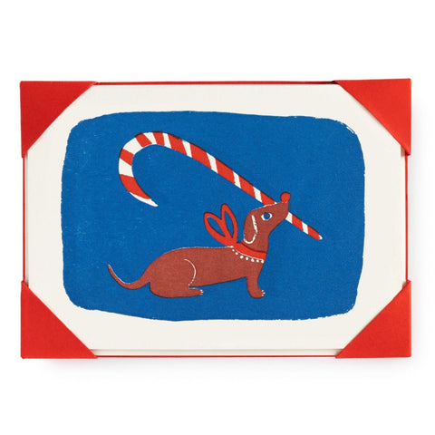 Candy Cane Dog Notelets - Pack of Five