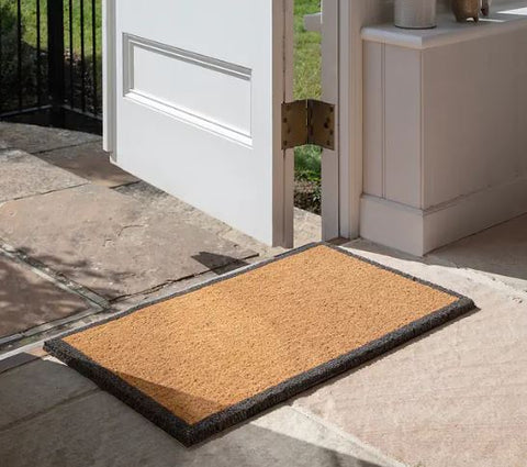 Charcoal Border Doormat in Natural