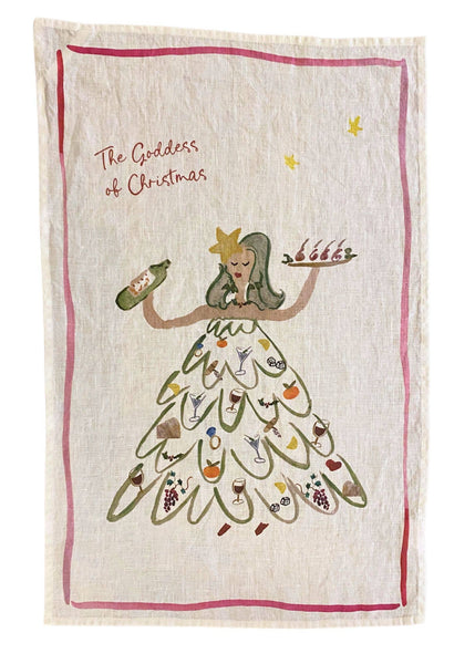 The Goddess of Christmas - Linen Teatowel