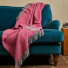 Herringbone Pure New Wool Throw Pink and Silver Grey